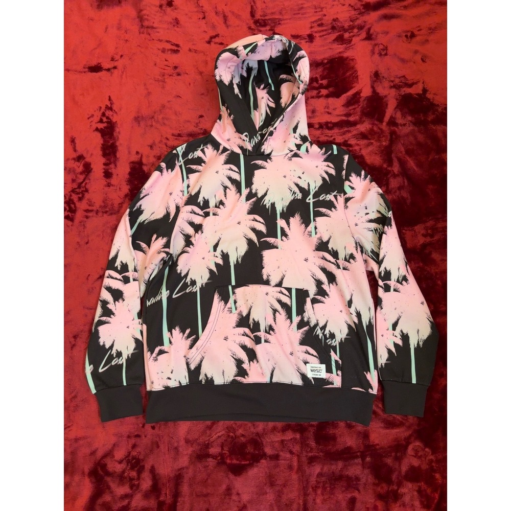 WeSC Mike Paradise Lost Hoodie Men L Women's Xl Pink Palm Tree Tropical Pullover